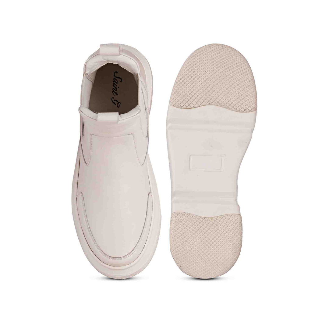 Sleek Saint Heather White Leather Sneakers - Timeless style meets comfort in these chic white leather sneakers for a modern, fashionable look