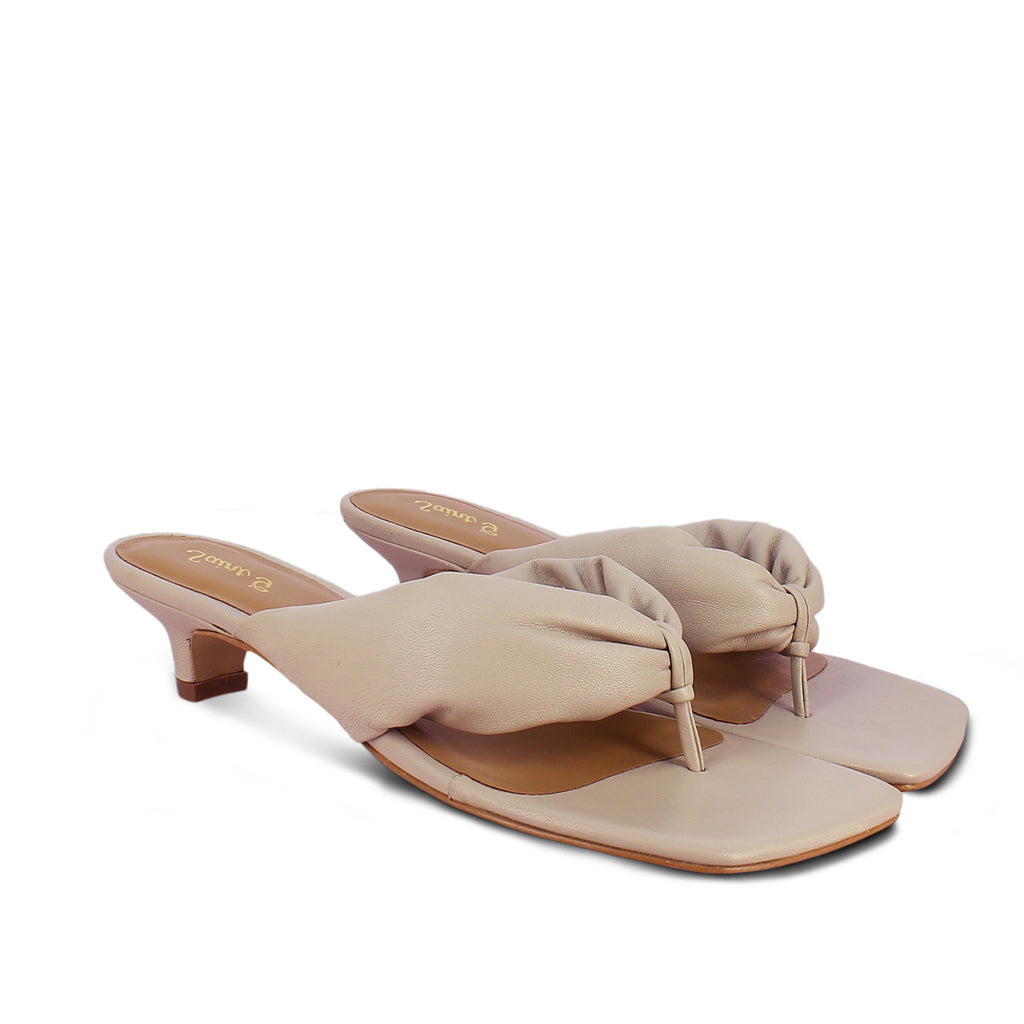 Saint Amorina Nude Leather Low Heel Sandals