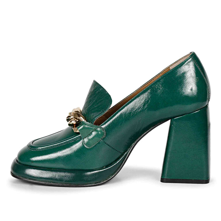 Saint Benoîte Green Patent Leather Handcrafted Moccasins