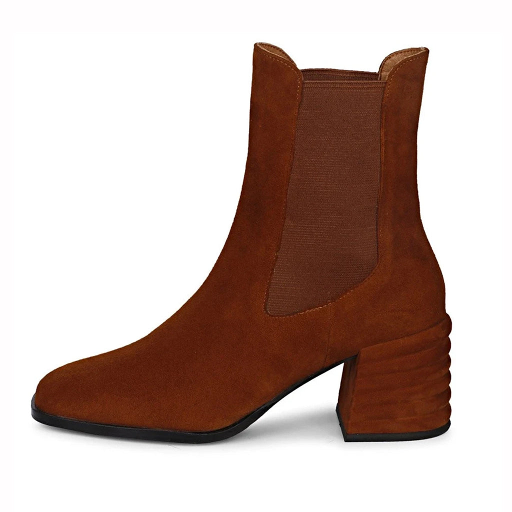 Refined Saint Rachel Cognac Leather High Ankle Boots - Step into sophistication with these premium leather boots, adding a touch of timeless elegance to your ensemble