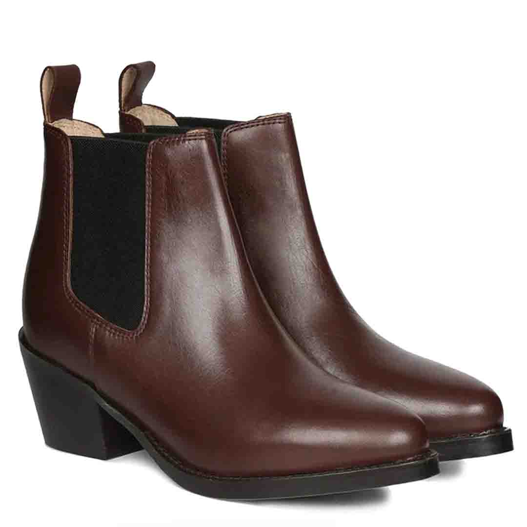 Saint Luna Brown Leather Ankle Boots - SaintG India