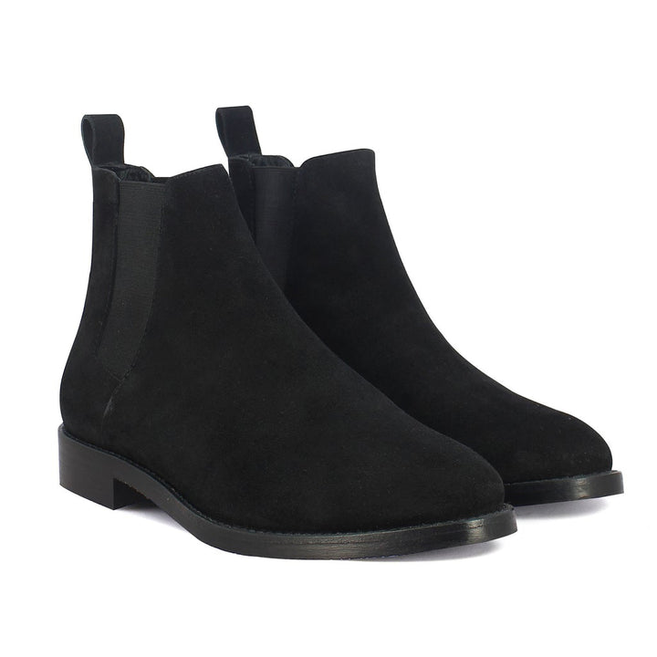 Saint Grimaldi Black Suede Leather Handcrafted Chelsea Boots