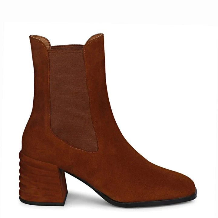 Refined Saint Rachel Cognac Leather High Ankle Boots - Step into sophistication with these premium leather boots, adding a touch of timeless elegance to your ensemble