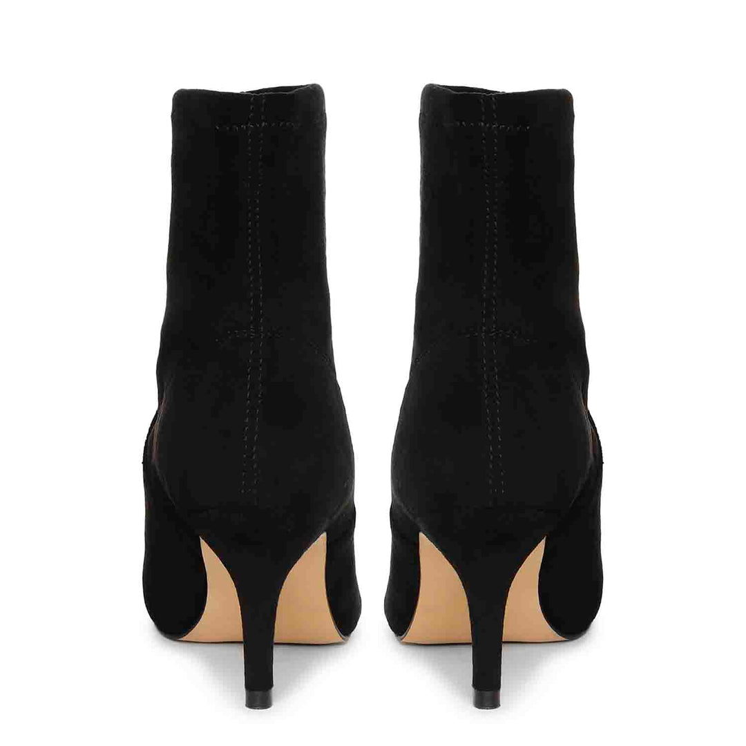Saint Jemima Black Stretch Suede Kitten Heel Ankle Boots - SaintG India 