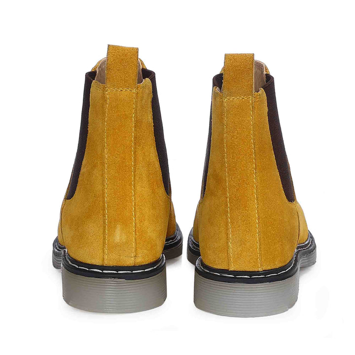 Saint Elaine Yellow Suede Leather Chelsea Boots
