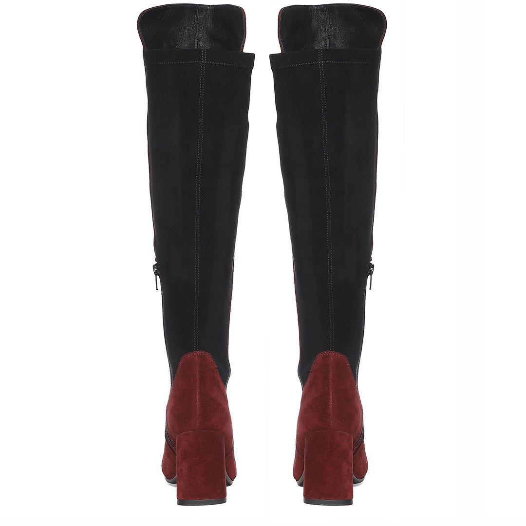 Saint Elexis Maroon Leather Knee High Boots