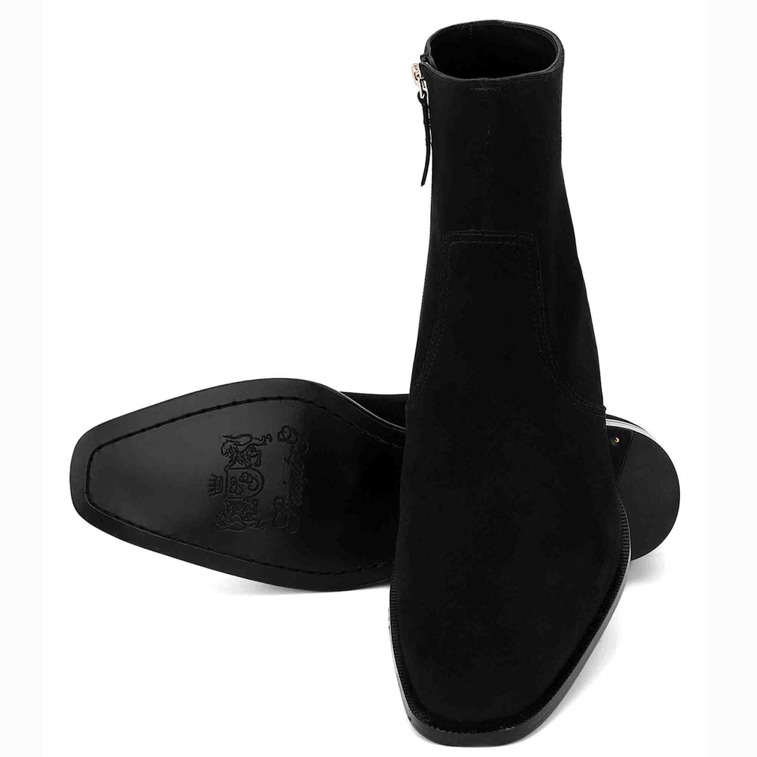Saint Amorino Black Nubuck Leather Ankle Boots