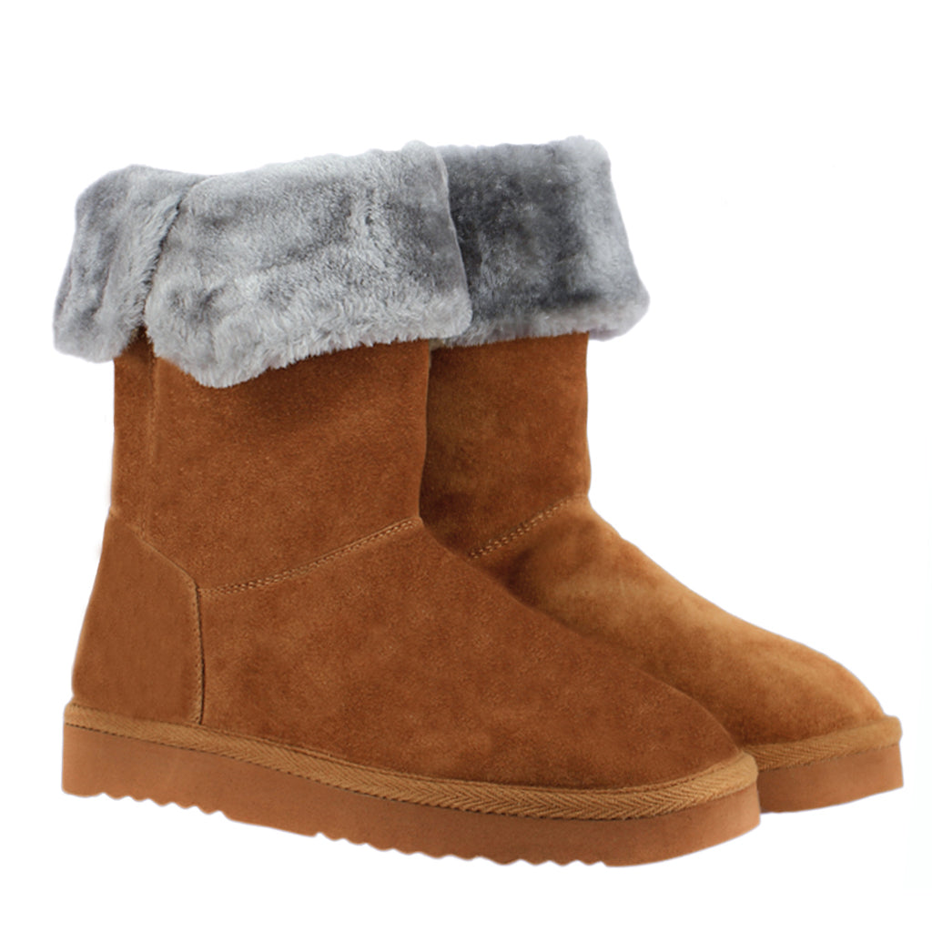 Get Trendy Winter Boots for Women Saint Aurelia Tan Suede Snug