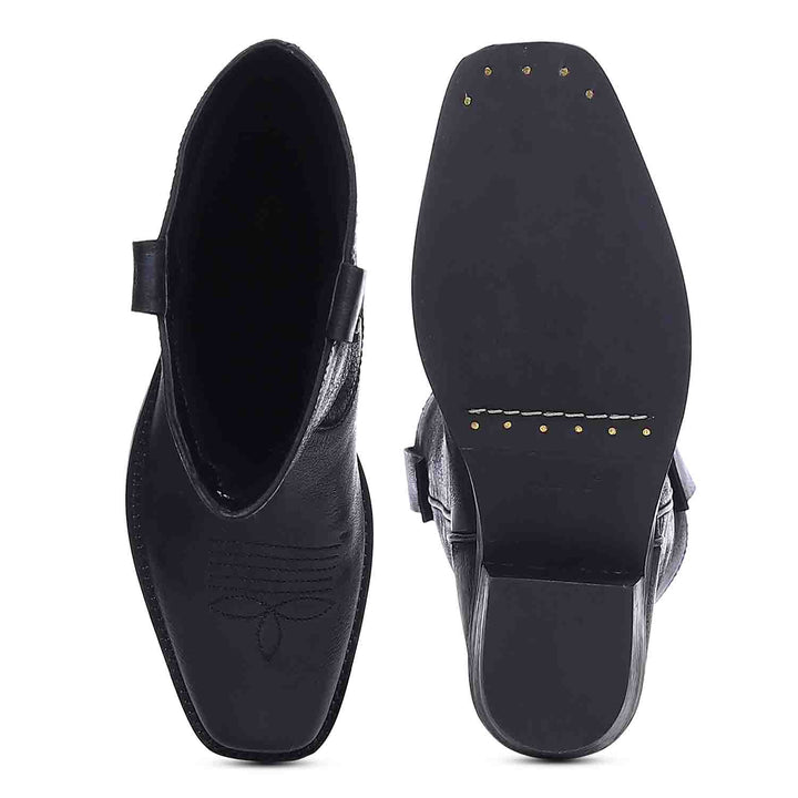 Saint Valery Black Leather cowboy Calf Boots - SaintG India