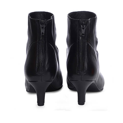 Saint Lovina Black Slouch Leather Kitten Heel Ankle Boots