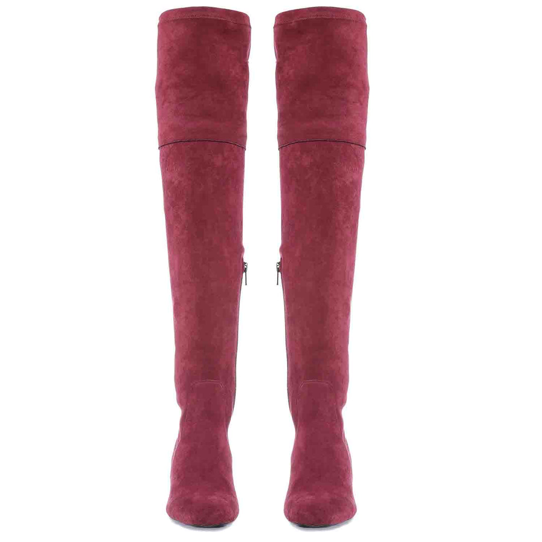 Saint Luisa Maroon Stretch Suede Above The Knee thigh high Boots