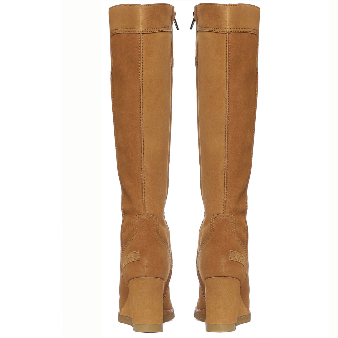 Saint Carina Camel Suede Leather Knee High Wedge Heel boots