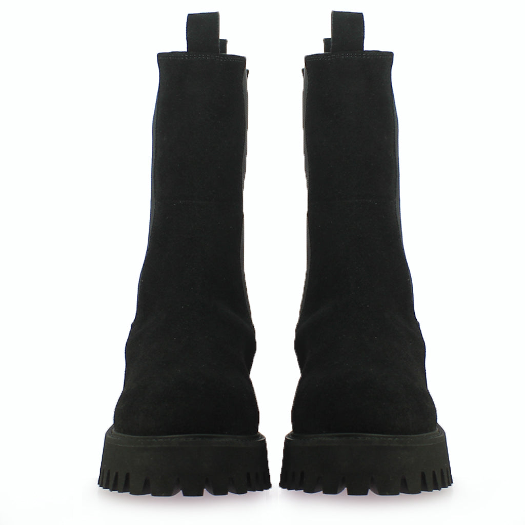 Saint Paolina Black Suede Leather High Ankle Boots - Elegant and stylish footwear for a bold fashion statement