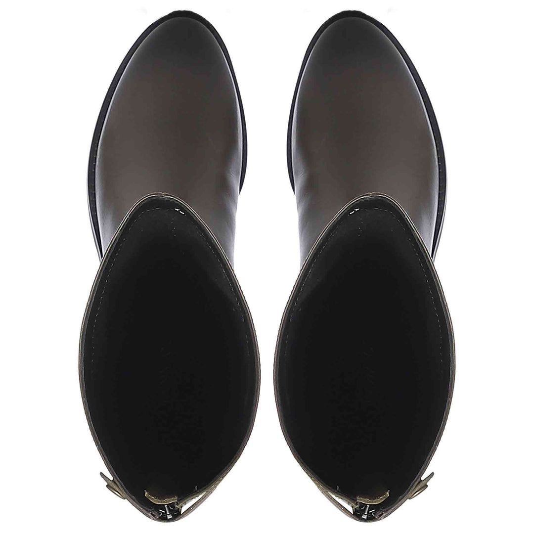 Saint Chloe Olive Leather Knee High Boots - SaintG India