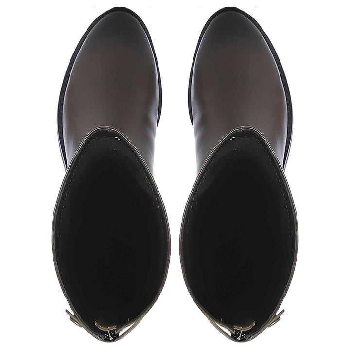 Saint Chloe Olive Leather Knee High Boots - SaintG India