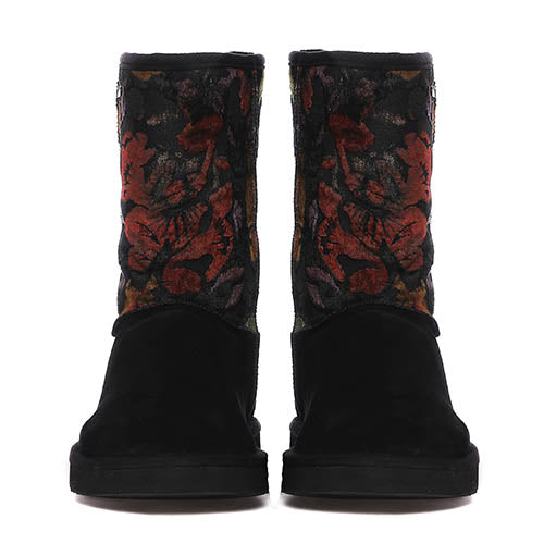 Saint Emmy Velvet Floral Black Suede Leather Snug Boots - Elegant, comfortable, and stylish women's footwear with a touch of floral sophistication.