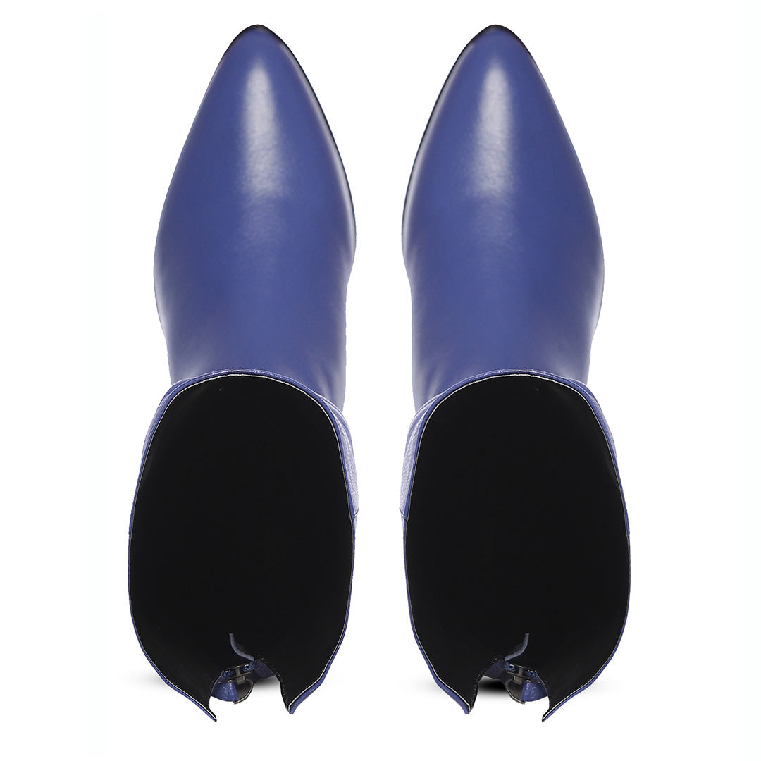 Saint Grace Blue Leather Thigh High Boots - Main Image